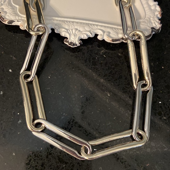 *NWT MING WANG Two Tone Short Link Collar Toggle Closure Necklace - Picture 7 of 7